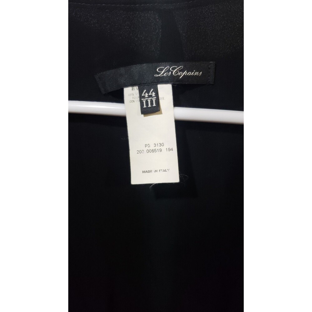 Vintage Les Copains 100% Silk Dress Made In Italy Size IT 44 (US 8) Ruffle Black - Picture 4 of 11